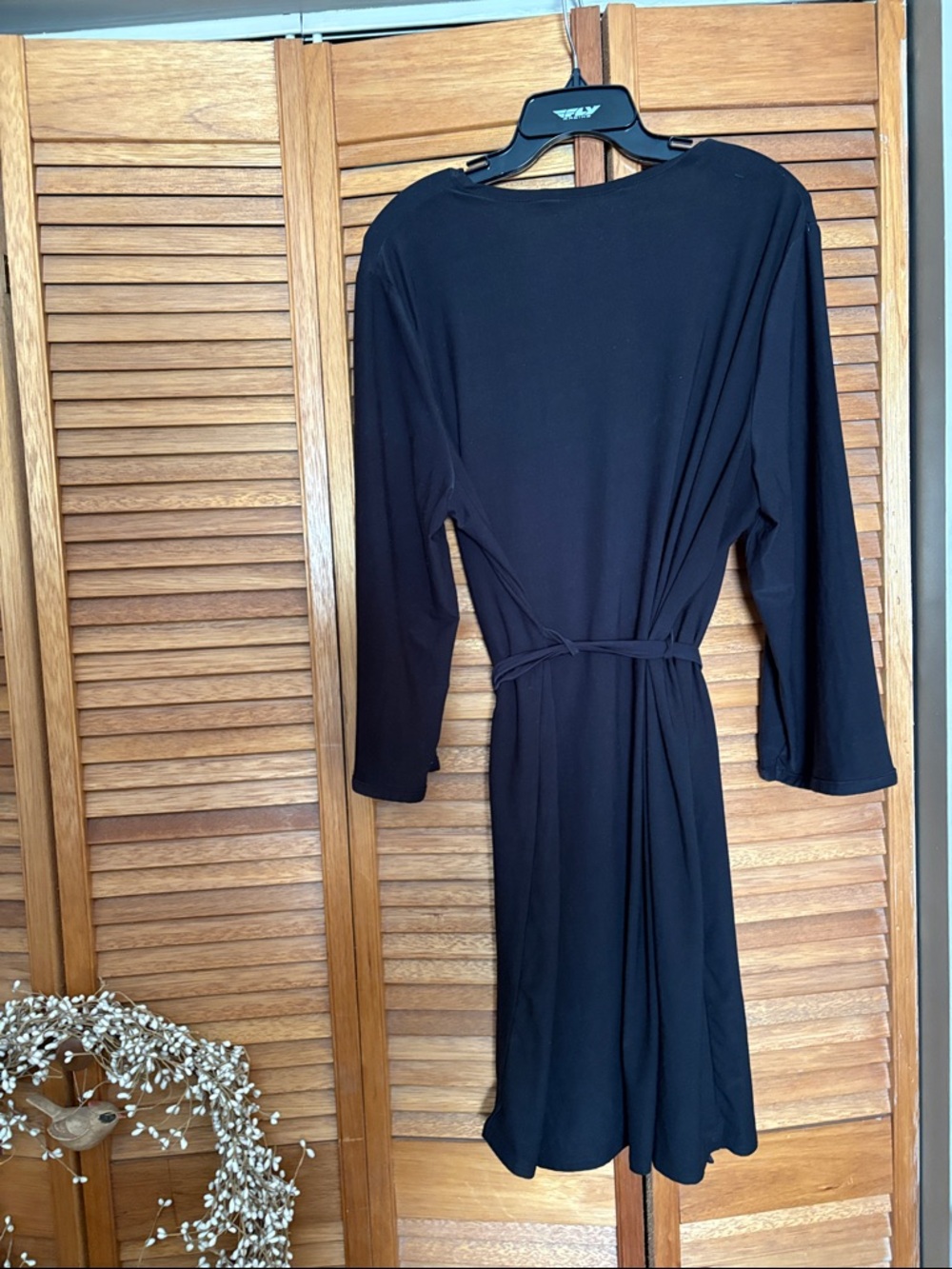 Gilligan & O'Malley Black Wrap Robe with Tie Waist - Picture 3 of 3